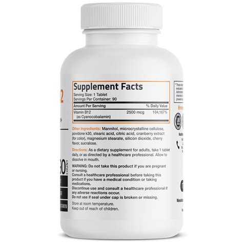 Vitamin B12 Sublingual Quick Release - 2,500 mcg - Cherry - 90 Tablets | Vitamins & Supplements ...