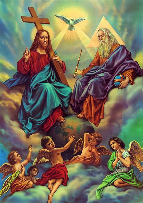 Catholic Holy Trinity God the Father Son Holy Ghost Blessed Heaven ...