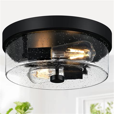 Black Flush Mount Ceiling Light Fixtures, 2-Light Ceiling Mount for ...