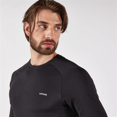 KIPRUN Run 500 Men's Seamless Long-Sleeved Running T-Shirt - Black