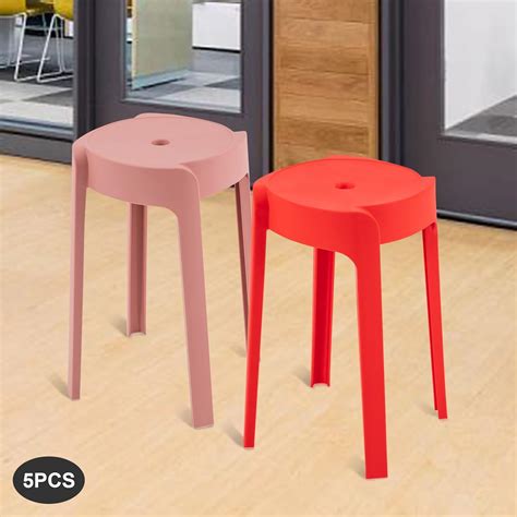 TaNeHaKi 18 inch Height Modern Plastic Stool 5 Pack, Round India | Ubuy