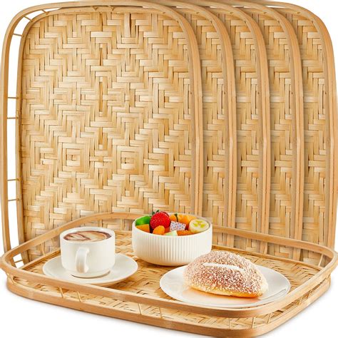 Amazon.com: FillTouch 6 Pcs Bamboo Wicker Serving Trays 16.93 x 13 x 1. ...
