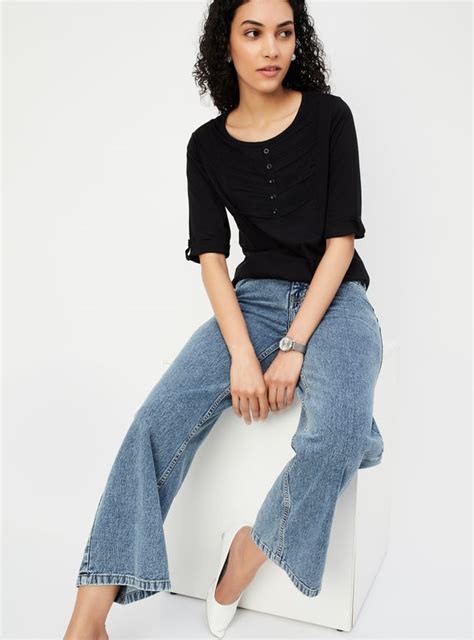 Buy Women Lace Detail T-shirt Online at just Rs. 399.0 - 1000014171186 ...