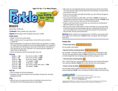 Free Printable Farkle Score Sheet [Excel, PDF] & Rules - Gameplay & Scoring