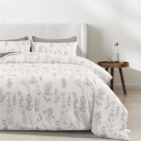 Qucover Twin Comforter Sets, 2 Pieces Reversible Cute Farmhouse Floral ...