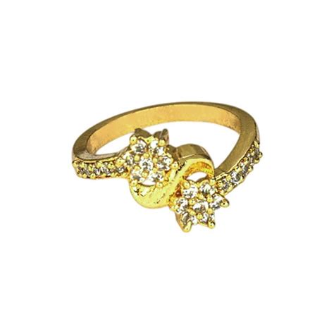 Attractive Gold Plated White Stone Floral Ring – K Supreme