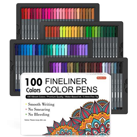 Shuttle Artfineliners 100 Colours Colouring Pens Set 0 4mm Extra ...