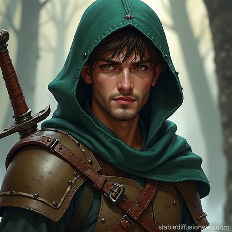 A Male Human Rogue in Light Leather Armor | Stable Diffusion Online