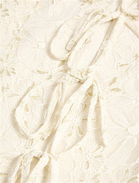 Buy Lace Round Neck Tie Front Blouse at Marks & Spencer