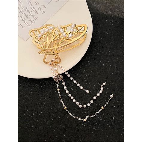 Buy Yellow Chimes Women Gold-Toned & White Claw Clip Online