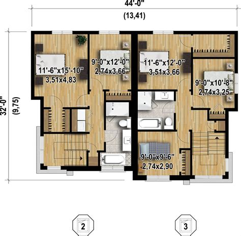Two Story Contemporary Duplex Style House Plan 9909 - 9909