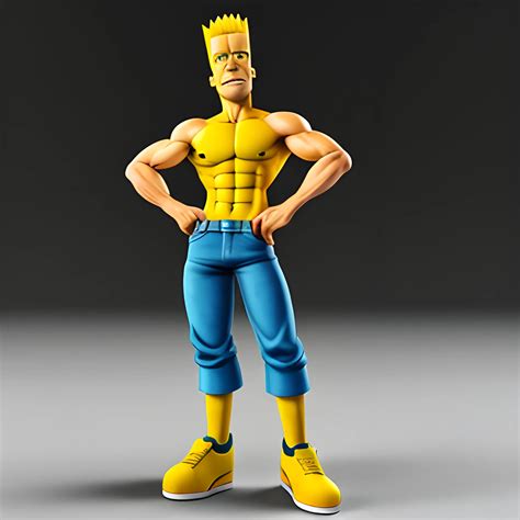 Cute realistic cartoon style of a baby bart simpson , full body, render ...
