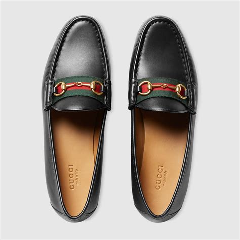 Gucci Leather horsebit loafer with web | Gucci loafers women, Gucci ...