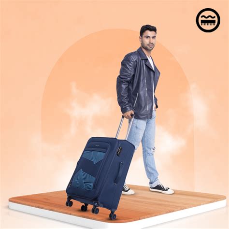 Buy Robin 20 inches Cabin Luggage 8 Wheels Navy 48cm Soft-Sided Trolley ...