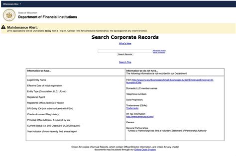 Wisconsin Business Name Search