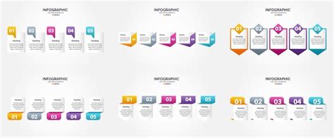Vector illustratie 5 stappen infographics Platte ontwerpset voor ...