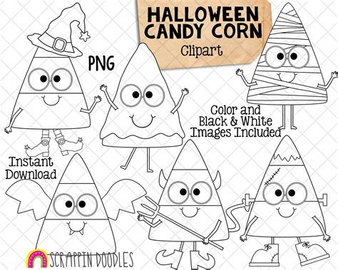 Candy Corn Clip Art Black And White