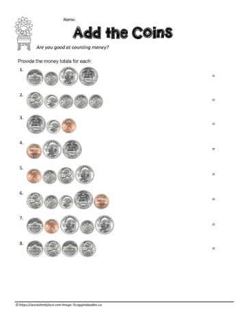 Image result for Adding Coins Worksheet Free Games