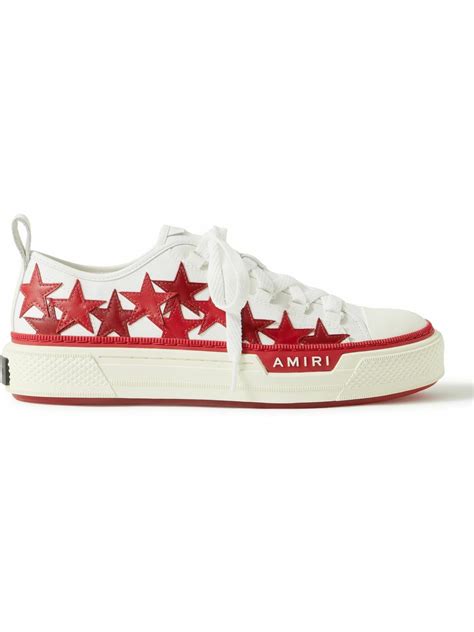 AMIRI - Appliquéd Leather and Canvas Sneakers - Red Amiri
