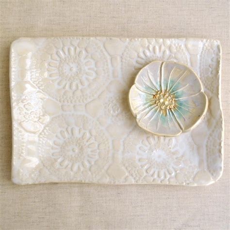 Modern Ceramic serving tray White platter Hand Built ceramic platter ...