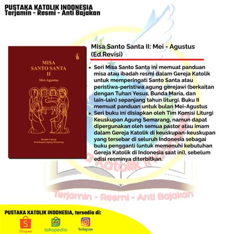 Jual Misa Santo Santa II: Mei - Agustus (Ed.Revisi) - Kota Tangerang ...