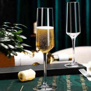 Buy BINZO Crystal Champagne Flute Glasses, Set of 6, 250 ml, Slim Wine ...