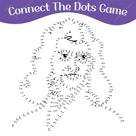 Connect the dots draw game kids puzzle work sheet famous people vector ...