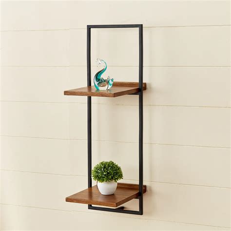 Buy Ajax Mango Wood 2-Tier Wall Shelf - Brown from Home Centre at just ...