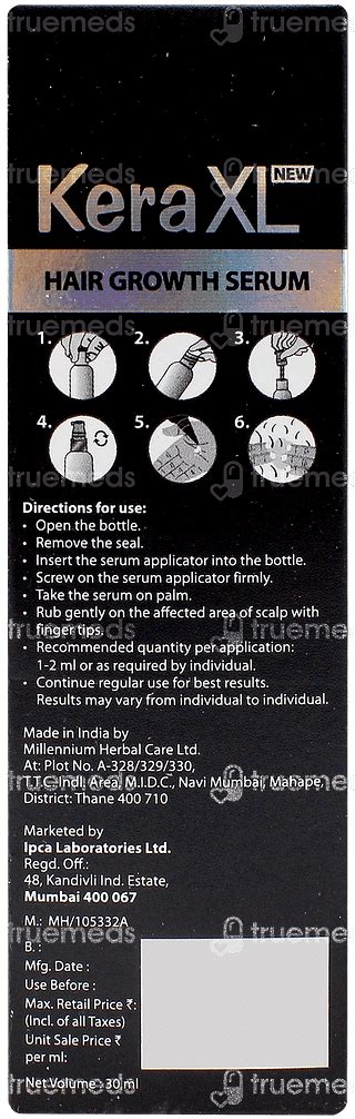 New Kera Xl Hair Growth Serum Solution 30 Ml - Uses, Side Effects ...