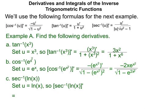 12 derivatives and integrals of inverse trigonometric functions x | PPTX