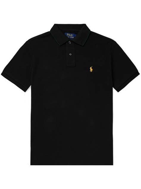 Polo Ralph Lauren - Logo-Embroidered Cotton-Piqué Polo Shirt - Black ...