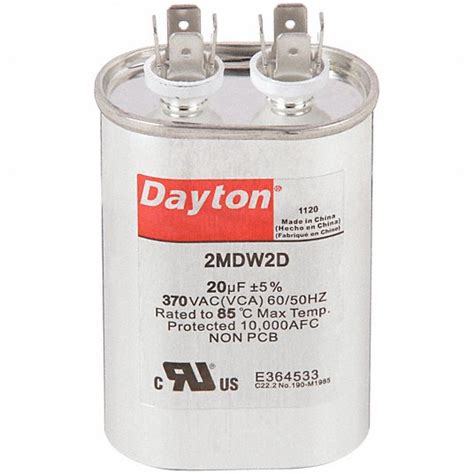 DAYTON, Oval, 370V AC, Motor Run Capacitor - 2MDW2|2MDW2 - Grainger