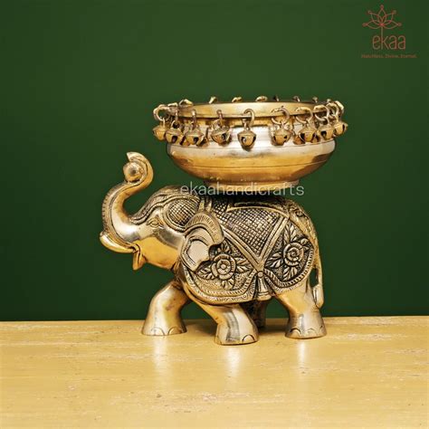 Elephant Urli Brass Bowl Décor Intricate Design Urli-floating - Etsy India