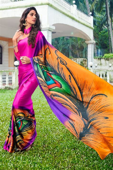 Buy Hot Pink Satin Silk Saree 95841 Online | Karagiri