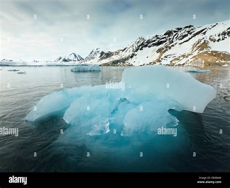 Fjord with pack ice, Prins Karls Forland, Svalbard Archipelago ...