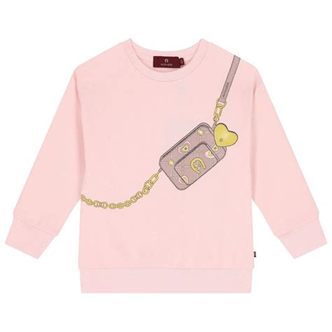 Aigner – Girls Pink Graphic-Print Sweatshirts – Little Tags Luxury