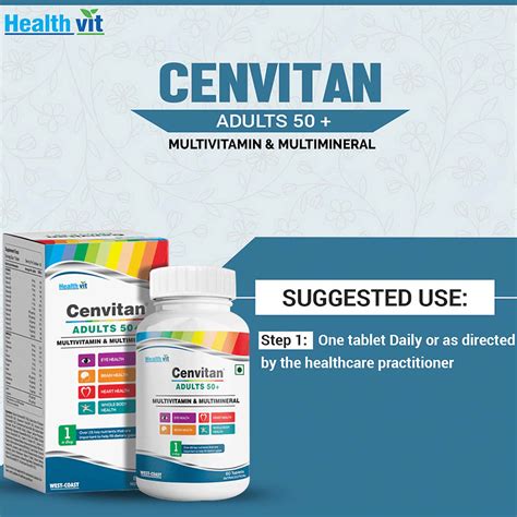 Buy HEALTHVIT CENVITAN ADULTS 50+ MULTIVITAMIN & MULTIMINERAL WITH 25 ...