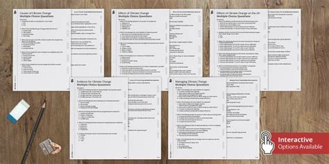 Climate Change Multiple Choice Question Pack: Worksheets