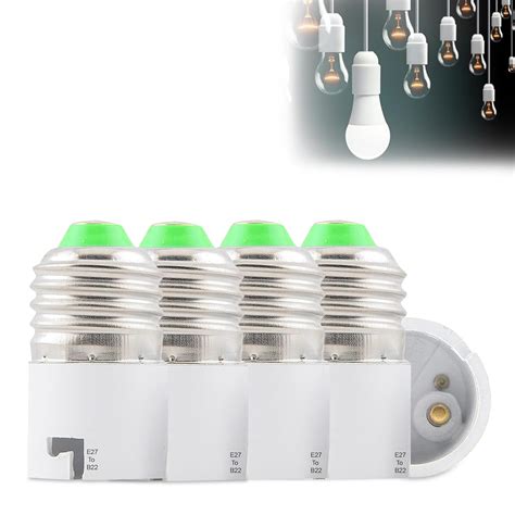 GLUN® LED Bulb Holder Converter, Pack of 4 (E27 Ring to B22 Pin) Holder ...