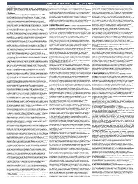 2019-2026 Form DE Sea Master Shipping Combined Transport Bill of Lading ...