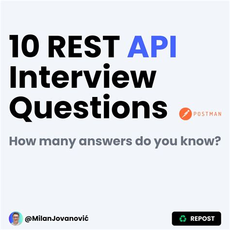 Here are 10 REST API interview questions: 1. What is REST? 2. What is ...
