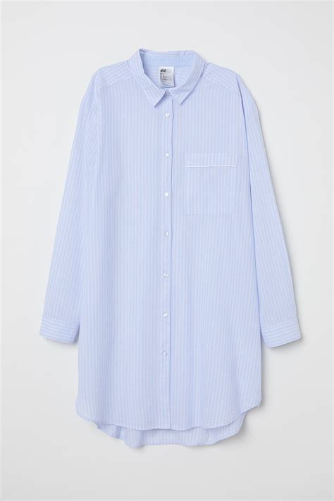 - Cotton nightshirt - Light blue/Striped - Ladies | H&M IN