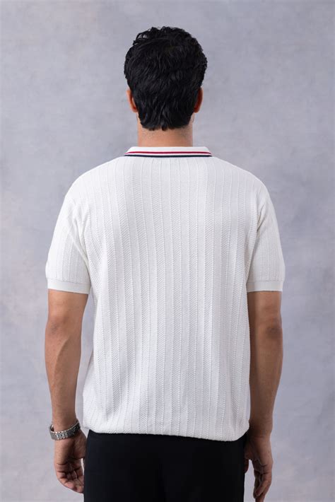 White Premium Flat Knit Polo T-Shirt – Gritstones