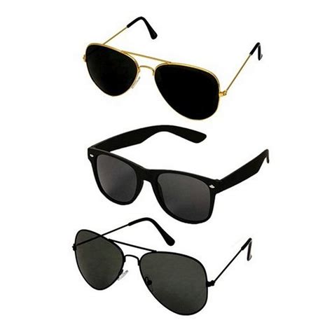 Dervin Unisex Aviator and Rectangular Sunglasses (55, Black) - Combo of ...