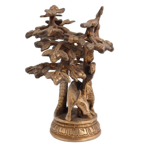 Brass Krishna Statue Cow Under Kadamba Tree