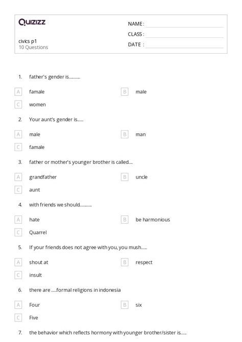 50+ Civics & Government worksheets for 1st Class on Quizizz | Free ...