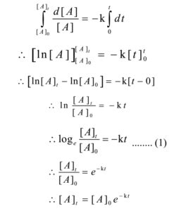 Image result for First Order Reaction Rate Equation