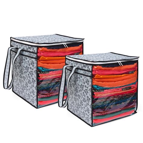 HOMFIL Brand - Laxis Non-Woven Jumbo Saree Bags, Grey Color Transparent ...