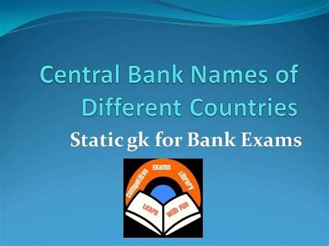 Central Bank Names Of Different Countries Static Gk For Bank Exams ...