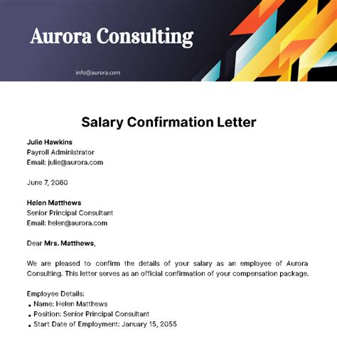 Salary Confirmation Free Employment Verification Letter Template | PDF